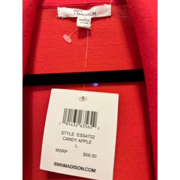 New 89th Madison Womens Open Front Cardigan Candy Apple Red Size L - Picture 4 of 6